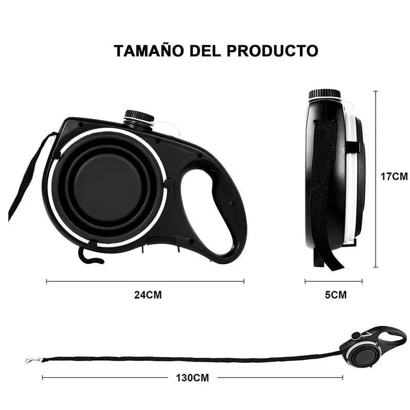 COOYOMOO 3 in 1 Pet Dog Leash with Built-in Water Bottle Bowl Waste Bag Dispenser