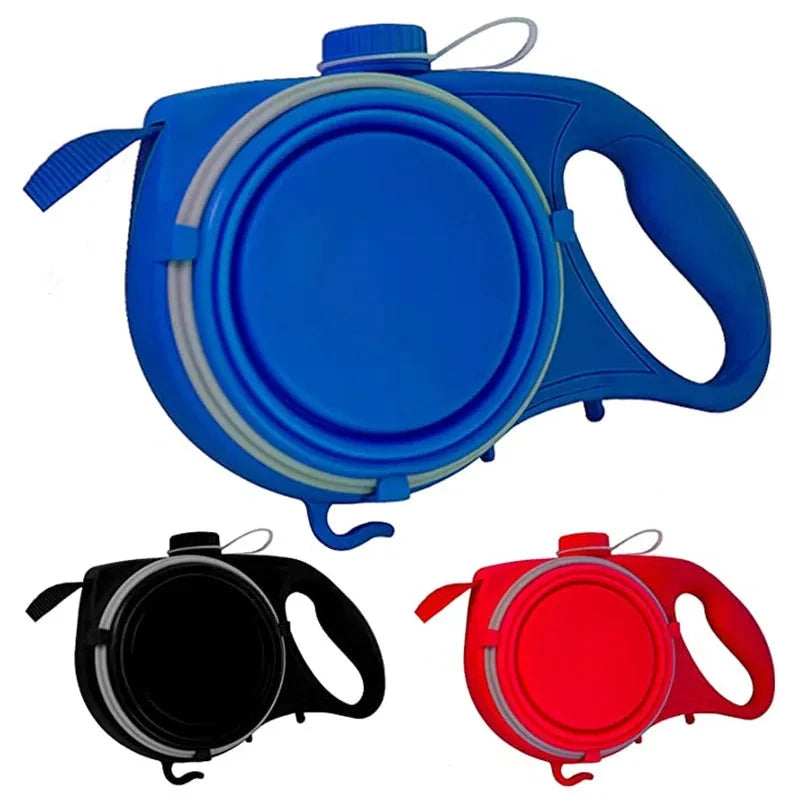 COOYOMOO 3 in 1 Pet Dog Leash with Built-in Water Bottle Bowl Waste Bag Dispenser